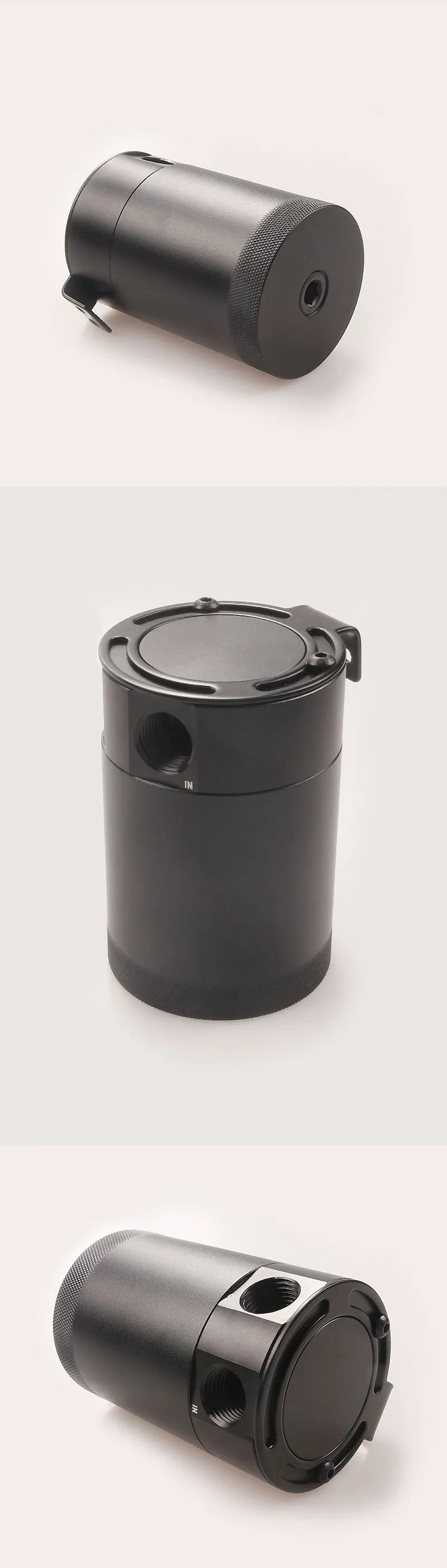 Aluminium automotive machine oil pot with two-hole design in black or silver finish