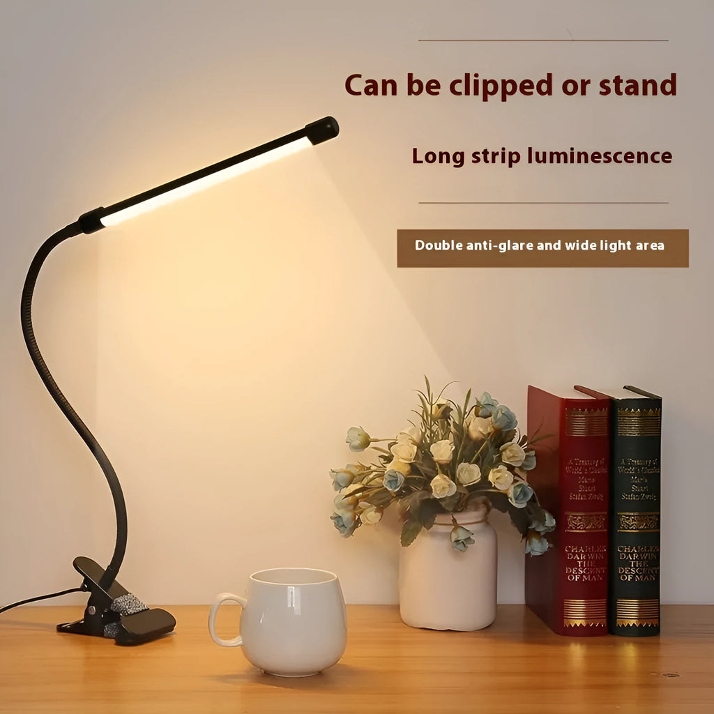 Black or white 26cm long USB-powered LED desk lamp for study desks.