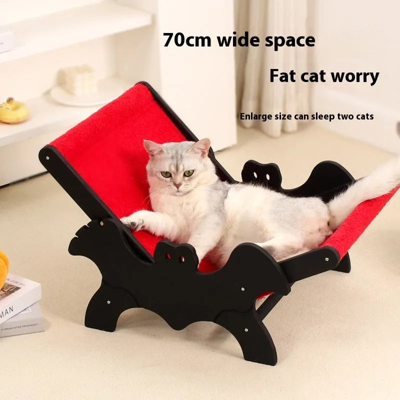 Wooden cat lounge chair MW-054 in black and red colours