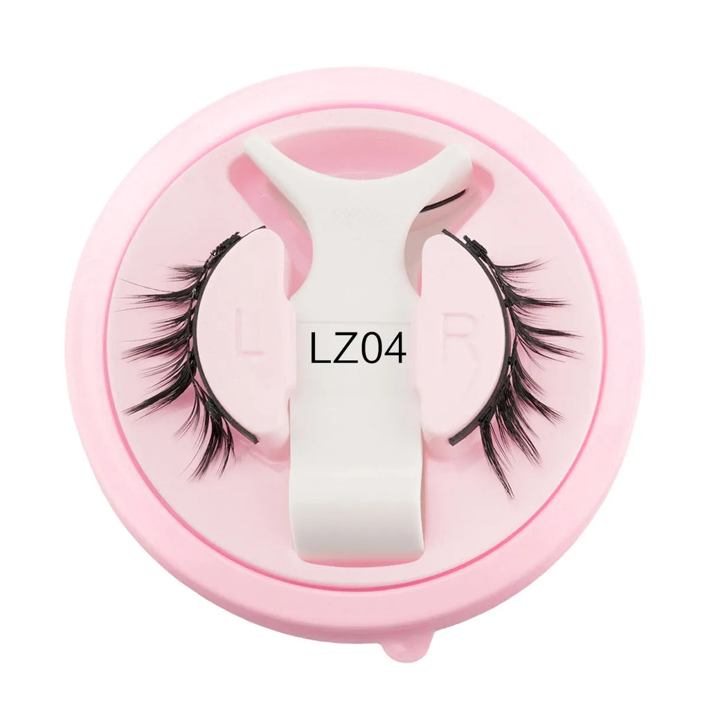 Set of five reusable waterproof glue-free false eyelashes on a card, styles LZ03 LZ04 LZ05 LZ08 LZ14.