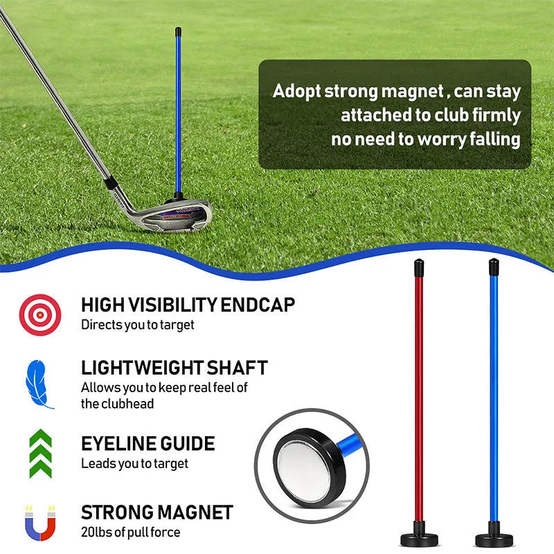 Red and blue aluminium golf swing trainer with magnetic direction baseball bar for alignment practice