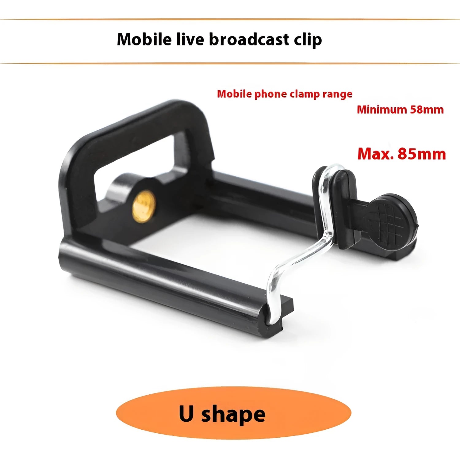 Black plastic U-clip mobile phone car mounting bracket for dashboard or windscreen