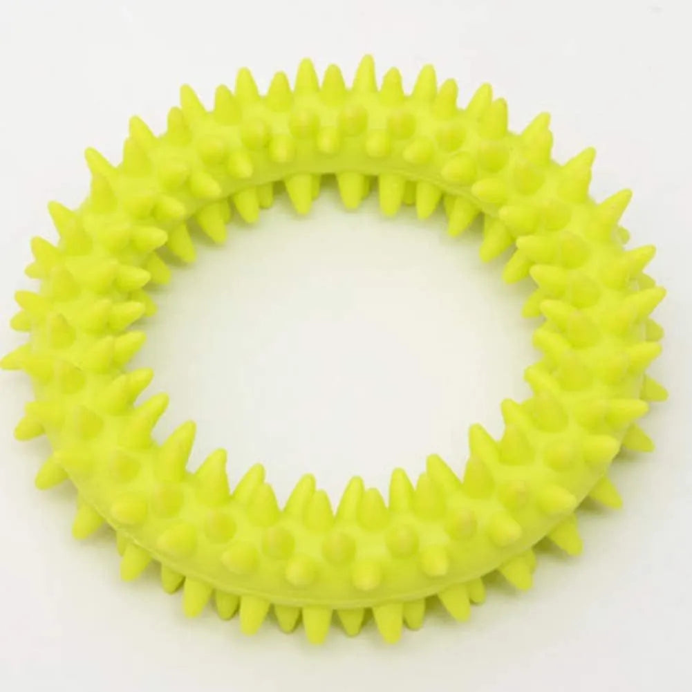 Colourful TPR spiky circle ring dog chew toy for dental cleaning and bite training
