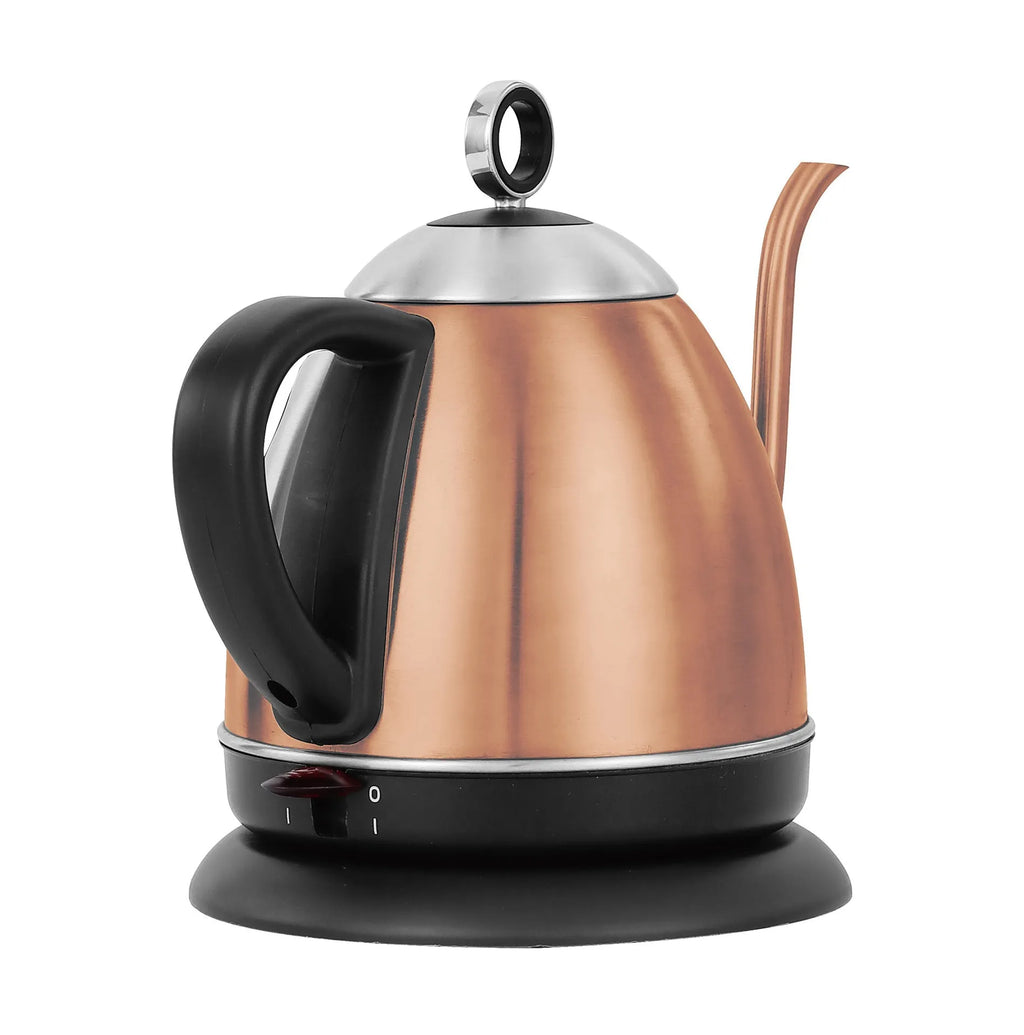 Gold stainless steel kettle with touch controls and 1L capacity marking