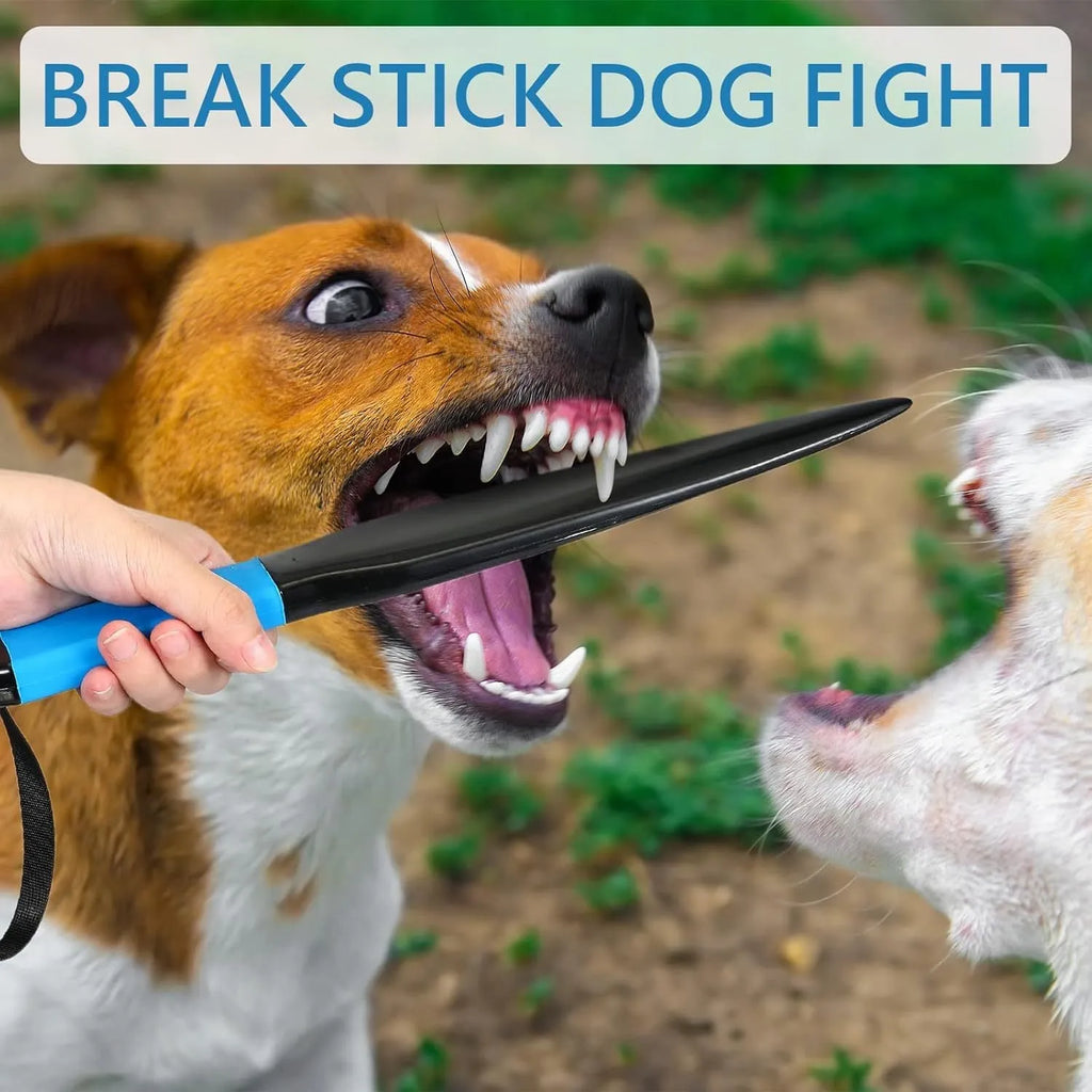 Blue handled nylon dog break stick measuring 35 cm for bite training and safety release