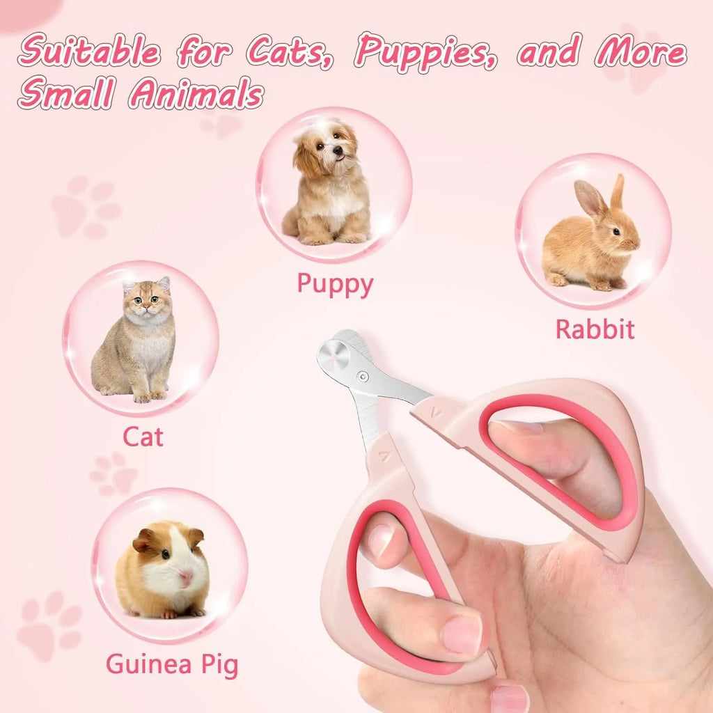 Blue pet nail clipper with positioning round hole and non-slip handle
