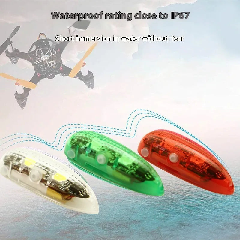Three compact V3 wireless charging navigation lights with adhesive backing, shown in red, green, and white.