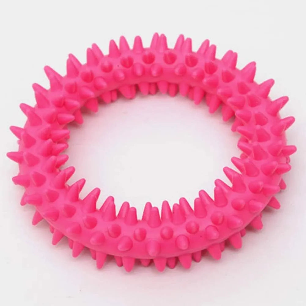 Colourful TPR spiky circle ring dog chew toy for dental cleaning and bite training