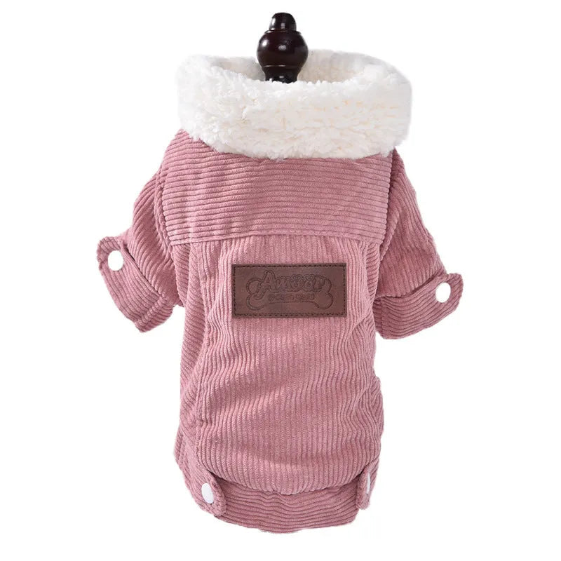 Lambswool grey and pink pet vest with wool lining for dog and cat autumn winter warmth