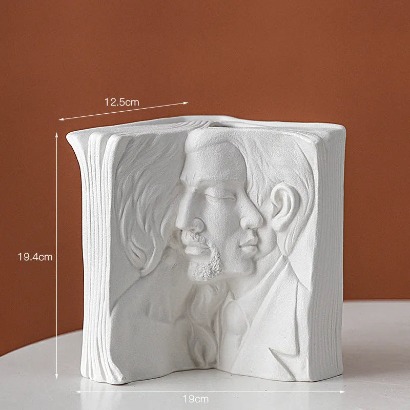 Ceramic book stand with hand-painted design for desk organisation