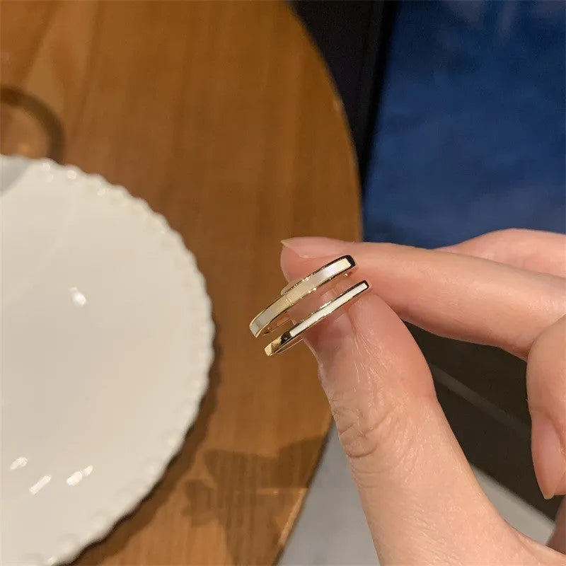Women's Fritillaria double plain ring in PD J775 gold colour – geometric copper ring with electroplated finish