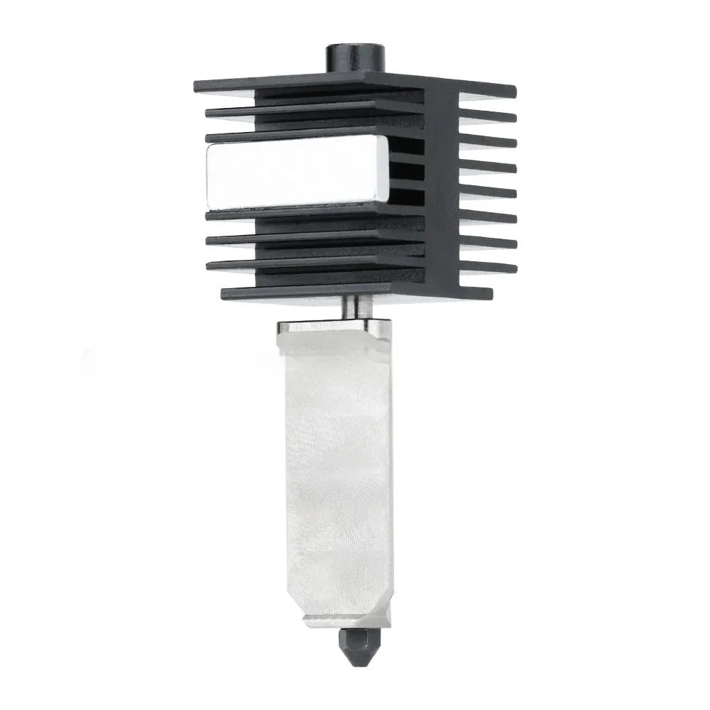 Bambu Lab A1 Mini hot end assembly with hardened steel nozzle and black silicone protective sleeve