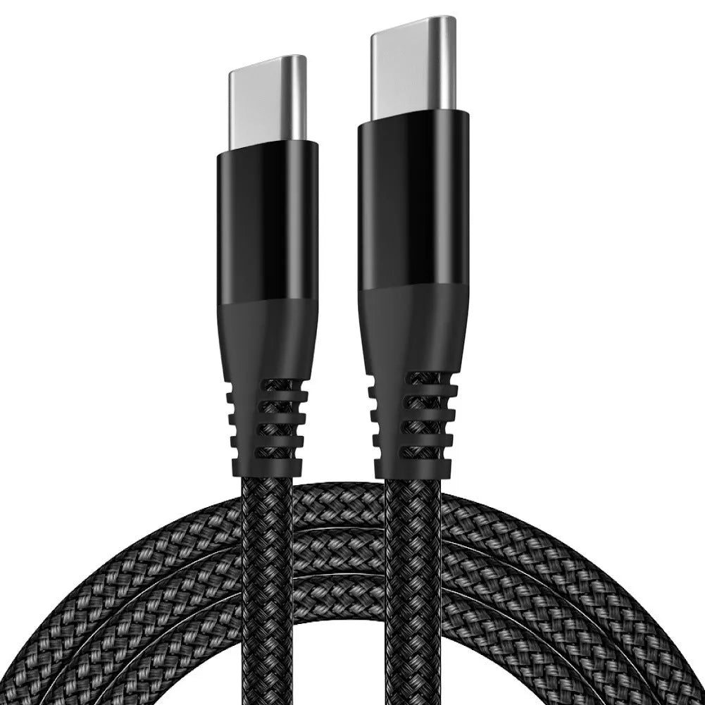 Double-headed charging cable with woven black sheath, Lightning and USB-C ends, 15pd fast charging – 1m 2m 3m lengths