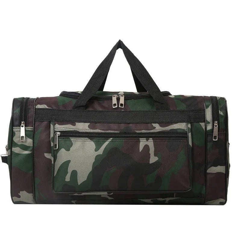 Camouflage pattern luggage bag with 20L capacity and waterproof fabric construction